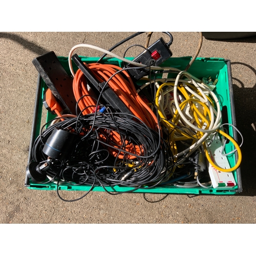 667 - Crate of Extension Leads etc