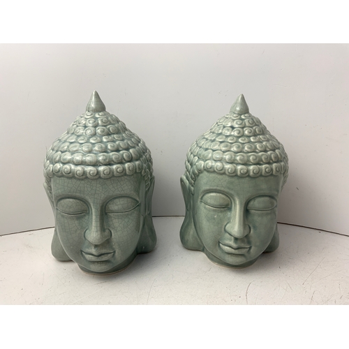 516 - Pair of Ceramic Buddah Heads