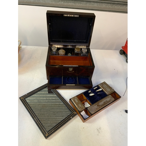 142 - Wedgwood and Son Victorian Exotic Wood Vanity Box with Original Accessories