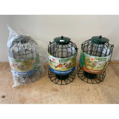 21 - 3x Caged Bird Feeders