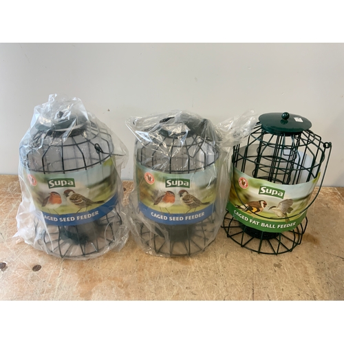 21B - 3x Caged Bird Feeders