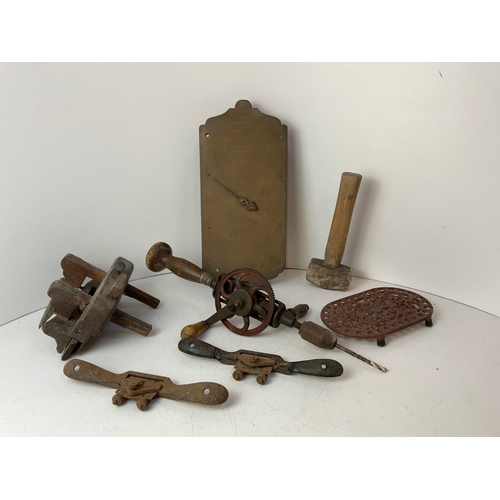 300 - Vintage Tools, Salter Scales and Trivet