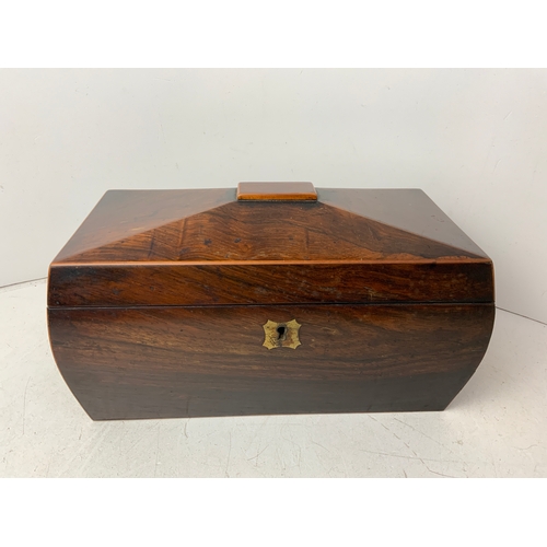 677 - Georgian Sarcophagus Tea Caddy with Original Caddies