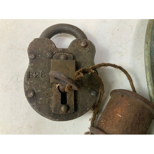 695 - Metalware and Padlock etc