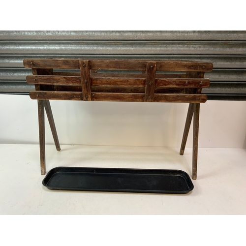 577 - Vintage Wooden Planter on Legs with Inner Tray