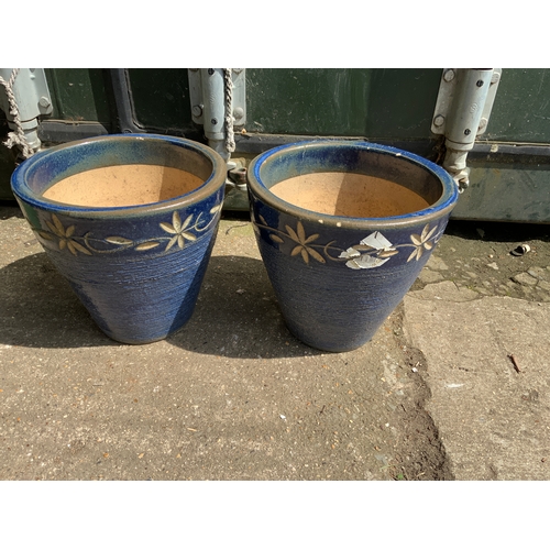 42 - Pair of Blue Glazed Planters