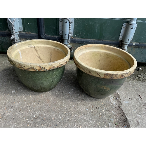 43 - Pair of Green Glazed Planters