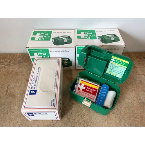 178 - 2x First Aid Kits and Box of Latex Gloves