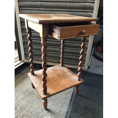 706 - Lamp Table on Barley Twist Legs, Drawer and Shelf Under