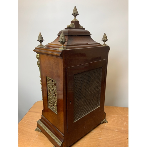 10 - Victorian/Edwardian Mahogany and Gilt Brass Mounted Musical Bracket or Table Clock, Caddy Top Case w... 