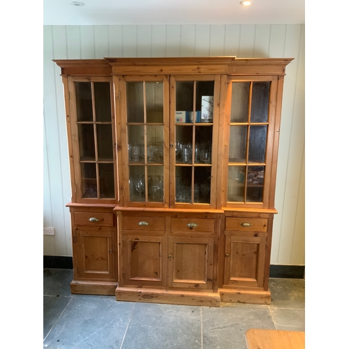 62 - Pine Break Front Glazed Bookcase