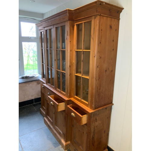 62 - Pine Break Front Glazed Bookcase