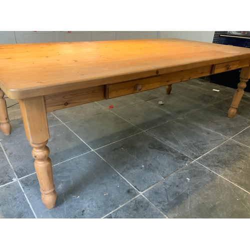 67 - Solid Pine 8ft Kitchen Table with Two Drawers