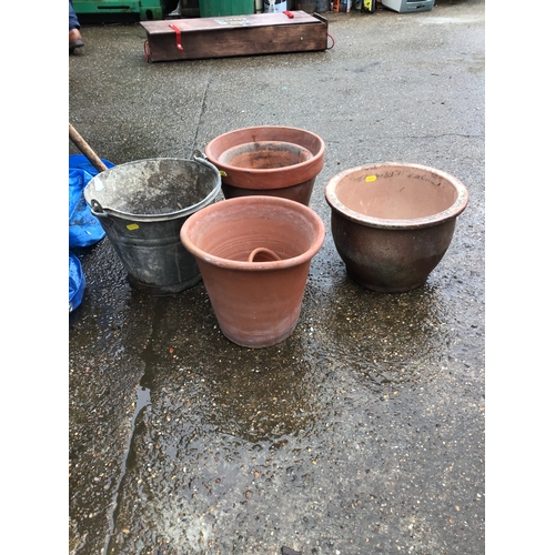 95 - Terracotta Pots and Galvanised Bucket etc