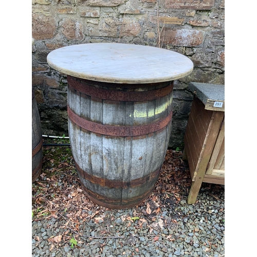 340 - Coopered Barrel with Table Top