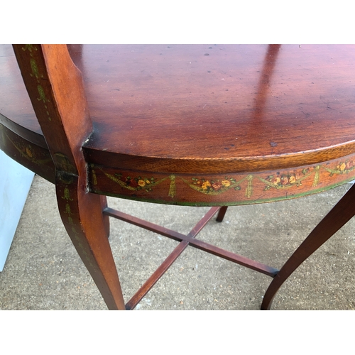 527A - Edwardian Mahogany Two Tier Table with Painted Decoration