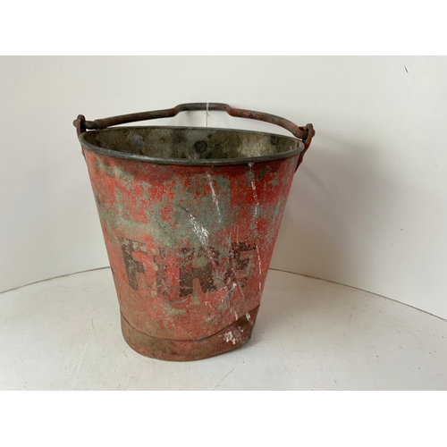 29 - Riveted Antique Fire Bucket in Original Paint