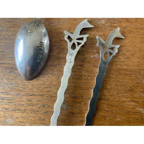 683 - 3x Silver Spoons and Napkin Ring