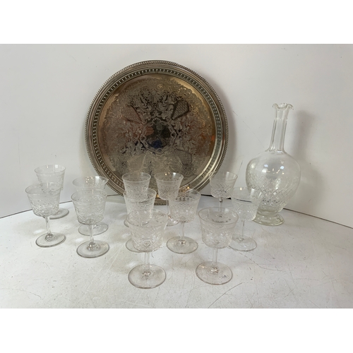 222 - Plated Gallery Tray and Pall Mall Glasses