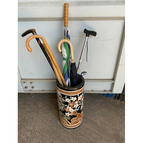 458 - Umbrella Stand and Contents