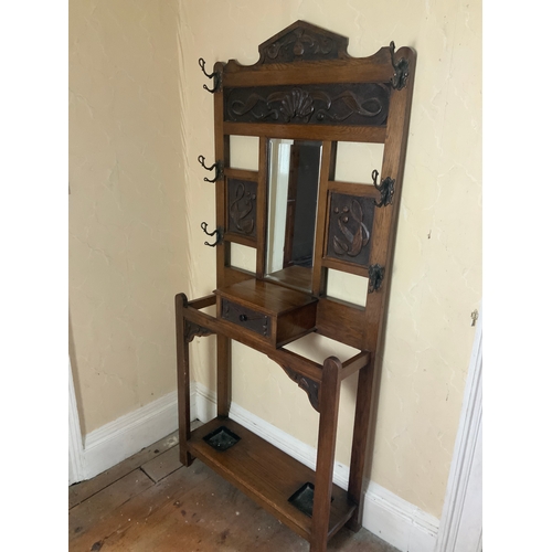 500A - Arts and Crafts Oak Hall Stand - Please Note that this lot is Off Site, Please Contact Before Collec... 