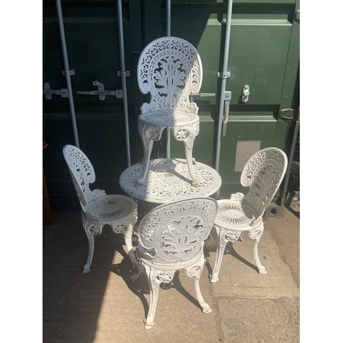 5 - Painted Aluminium Garden Table and Chairs