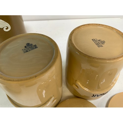 454 - Large Quantity of Stoneware Kitchen Storage Jars to Include TG Green