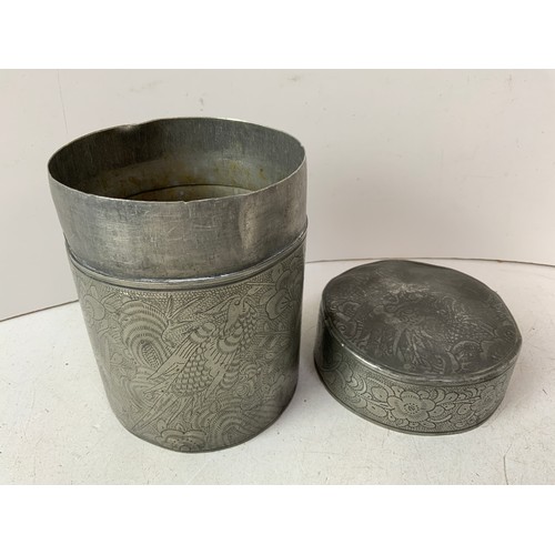 784 - Kut Hing Swatow Pewter Tea Caddy