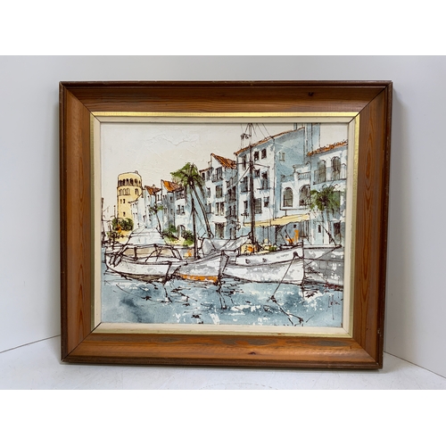 762 - Framed Canvas - Boats