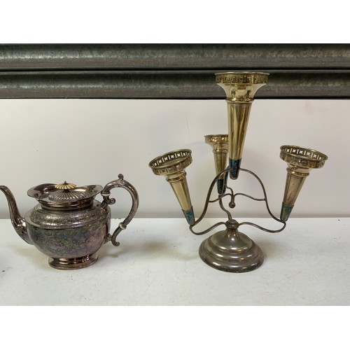 609 - Plated Ware to include Epergne, Biscuit Barrel