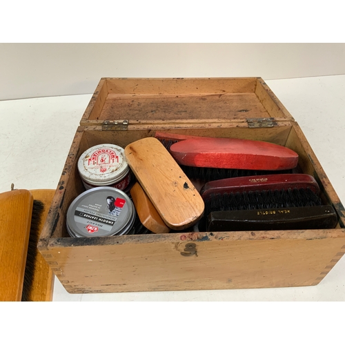 545 - Vintage Shoe Cleaning Box, Barometer etc