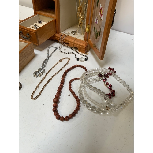 376 - Jewellery Box and Contents - Mainly Costume Jewellery with Some Silver etc