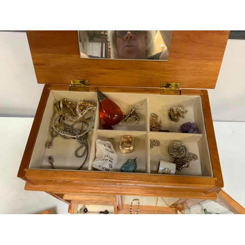 376 - Jewellery Box and Contents - Mainly Costume Jewellery with Some Silver etc