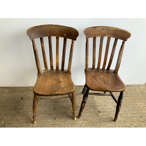 169 - Pair of Elm Slat Back Chairs