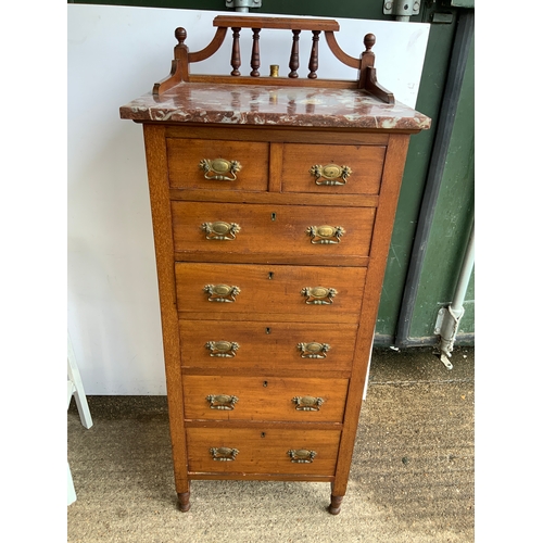 655 - Edwardian Marble Topped Wash Stand and Chest