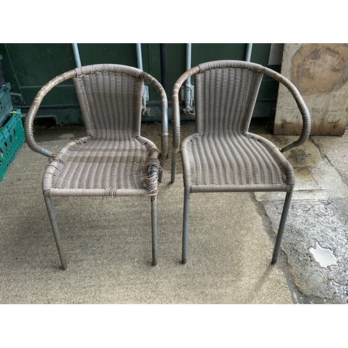 73 - 2x Metal and Cane Garden Chairs for Restoration