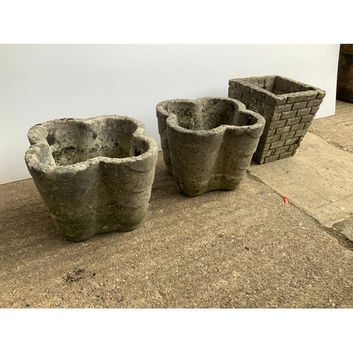 53 - 3x Concrete Planters