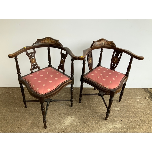 113 - Pair of Inlaid Corner Chairs