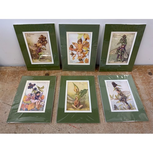 171 - 6x Vintage Flower Fairy Prints - Cecily Mary Baker 1940 Matching Mounts