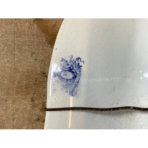 237 - Large Blue and White Meat Plate etc