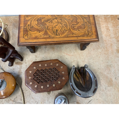 287 - Treen Lamp etc