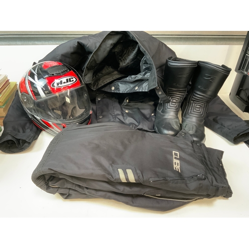 270 - Motor Cycle Jacket - XL, Cube Trousers - 32L, Spyke Boots - 9 and Helmet for Aesthetic Use Only