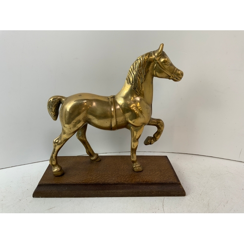 632 - Brass Horse on Plinth