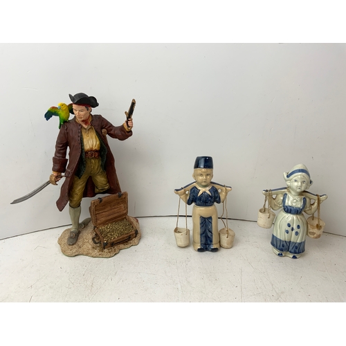 601 - Royal Doulton Long John Silver Figurine and 2x Dutch Figures