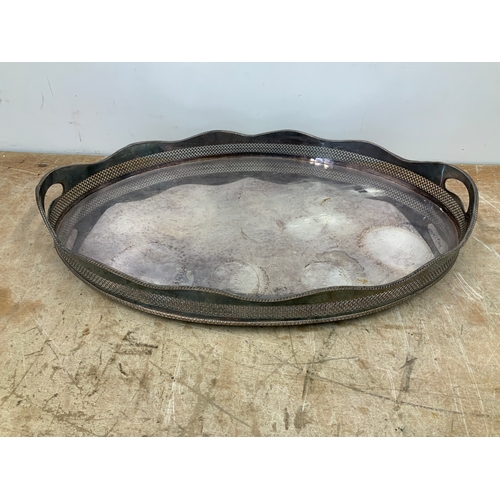 358 - Silverplated Galleried Tray