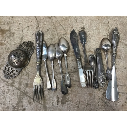 635 - Silver Tea Strainer etc