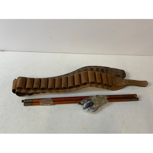 673 - Shotgun Cartridge Belt, Barrel Cleaners and Rod