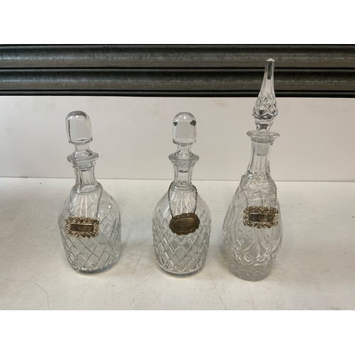 287 - 3x Decanters with Labels