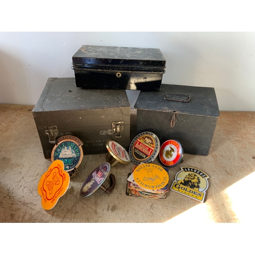 129 - 3x Vintage Metal Boxes and Contents