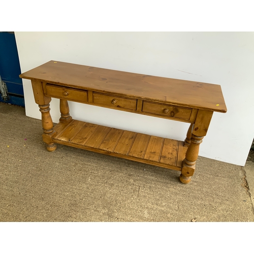 671 - Three Drawer Pine Side Table